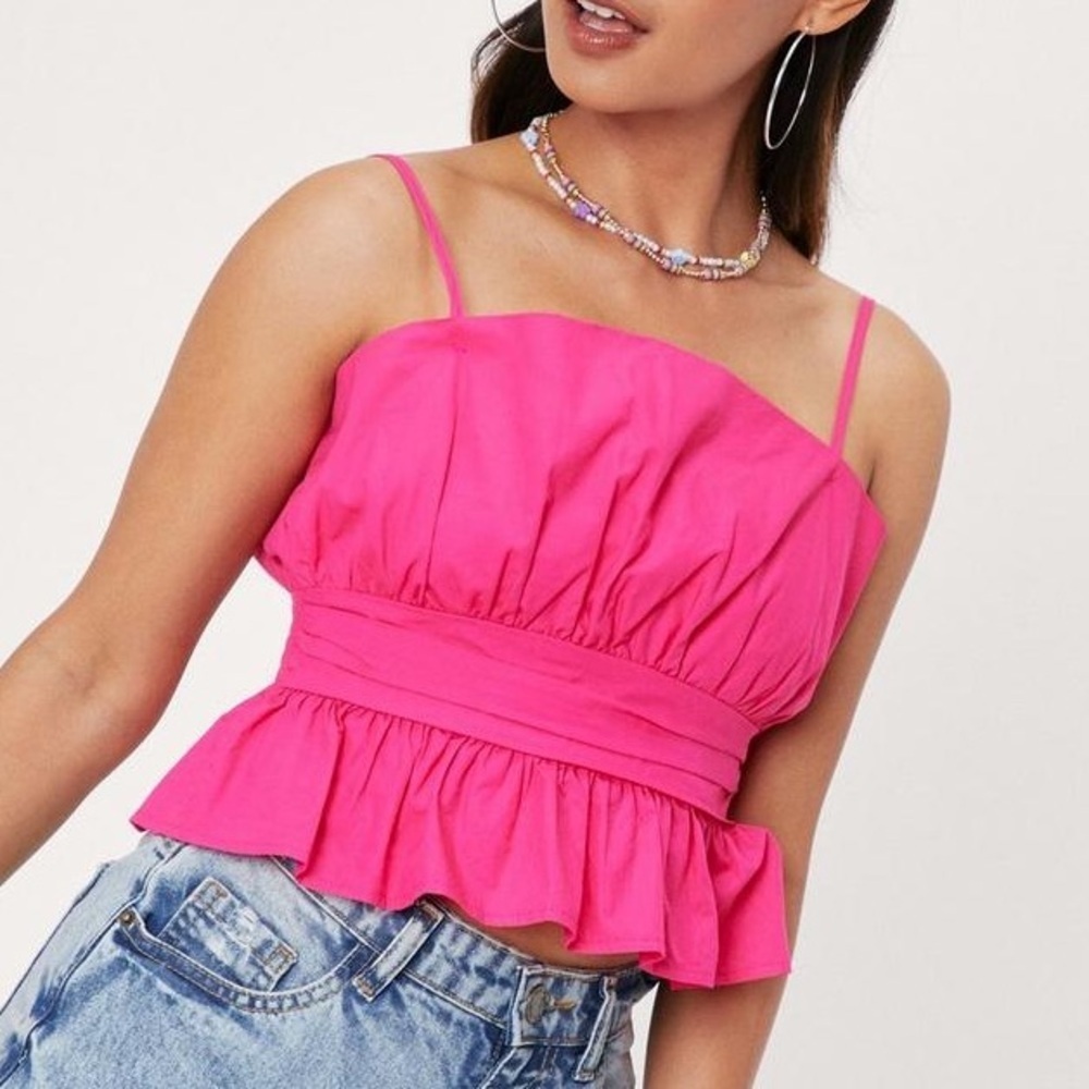 NWT Nasty Gal Hot pink Peplum Cami tank top size 8